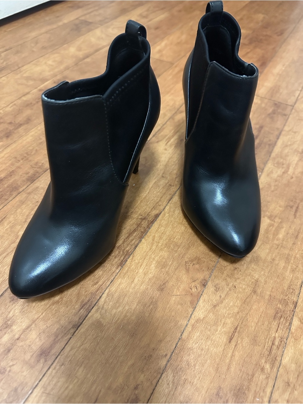 Alfani Black Leather Pointed-Toe Stiletto Ankle Boots